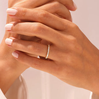 0.45 TCW Baguette Cut Half Eternity Moissanite Diamond Wedding Band