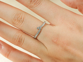 0.30 TCW Unique Round Cut Curved Half Eternity Moissanite Diamond Wedding Band