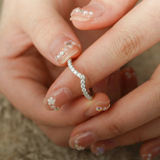 0.30TCW Round Cut Curved Half Eternity Moissanite Diamond Wedding Band