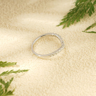 0.30TCW Round Cut Curved Half Eternity Moissanite Diamond Wedding Band