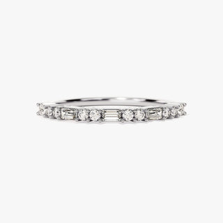 0.37 TCW Round & Baguette Half Eternity Moissanite Diamond Wedding Band