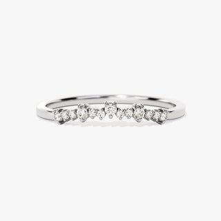 0.11 TCW Round Cut Curve Cluster Moissanite Diamond Wedding Band
