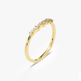 0.11 TCW Round Cut Curve Cluster Moissanite Diamond Wedding Band