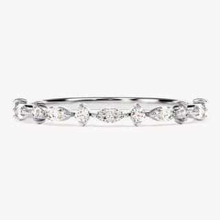 0.22 TCW Round & Marquise Half Prong Eternity Moissanite Diamond Wedding Band