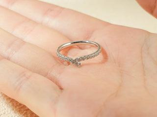 0.30 TCW Unique Round Cut Curved Half Eternity Moissanite Diamond Wedding Band