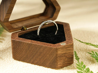 0.30 TCW Unique Round Cut Curved Half Eternity Moissanite Diamond Wedding Band