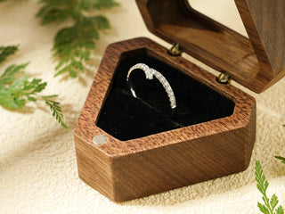 0.30 TCW Unique Round Cut Curved Half Eternity Moissanite Diamond Wedding Band