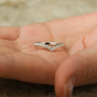 0.30TCW Round Cut Curved Half Eternity Moissanite Diamond Wedding Band