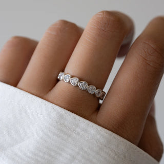 1.50TCW Heart Bezel Eternity Moissanite Diamond Wedding Band