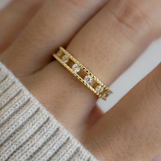 0.20 TCW Unique Round Pave Moissanite Diamond Wedding Band