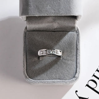 0.93 TCW Five Stone Round Cut Channel Set Moissanite Diamond Wedding Band