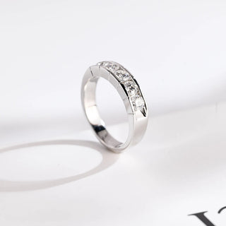 0.93 TCW Five Stone Round Cut Channel Set Moissanite Diamond Wedding Band