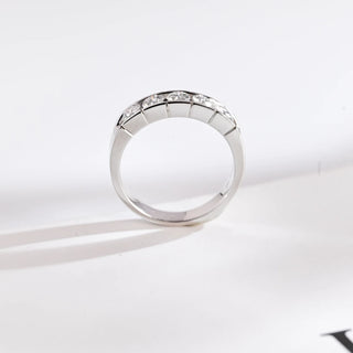 0.93 TCW Five Stone Round Cut Channel Set Moissanite Diamond Wedding Band