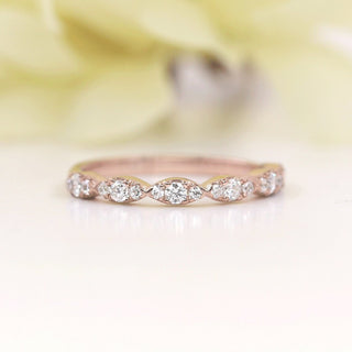 0.28 TCW Round Cut Vintage Moissanite Diamond Wedding Band