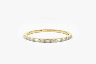 0.15 TCW Baguette Cut Half Eternity Moissanite Diamond Wedding Band