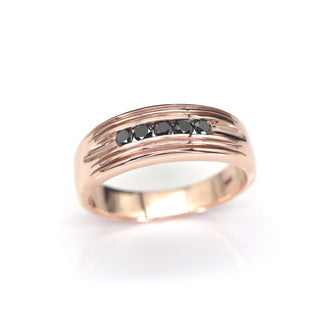 0.32 TCW Unique Round Cut 5 Stone Black Diamond Moissanite Diamond Wedding Band