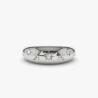 0.11 TCW Round Cut Starburst Moissanite Diamond Wedding Band