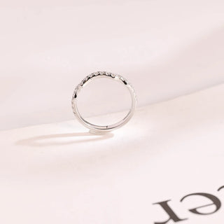 0.15 TCW Round Cut Curved Half Pave Moissanite Diamond Wedding Band