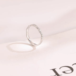 0.15 TCW Round Cut Curved Half Pave Moissanite Diamond Wedding Band