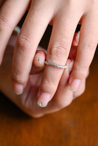 0.15 TCW Round Cut Curved Half Pave Moissanite Diamond Wedding Band