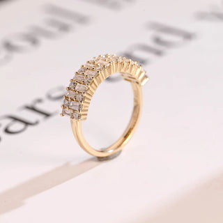 1.07 TCW Round & Baguette Cluster Moissanite Diamond Wedding Band
