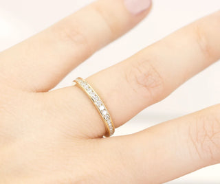 0.28 TCW Round Cut Channel Set Half Eternity Moissanite Diamond Wedding Band
