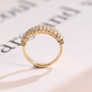 1.07 TCW Round & Baguette Cluster Moissanite Diamond Wedding Band