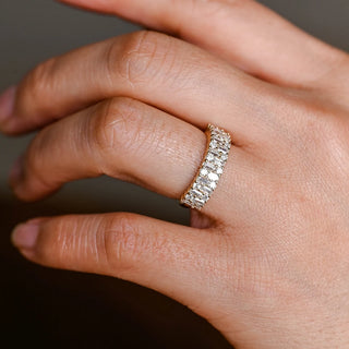 1.07 TCW Round & Baguette Cluster Moissanite Diamond Wedding Band