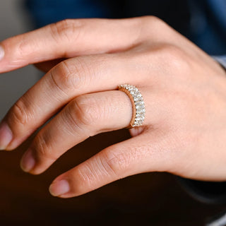1.07 TCW Round & Baguette Cluster Moissanite Diamond Wedding Band