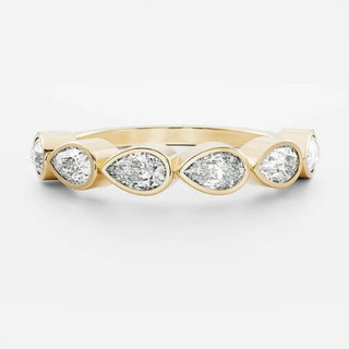 1.50 TCW Pear Half Eternity Bezel Moissanite Diamond Wedding Band