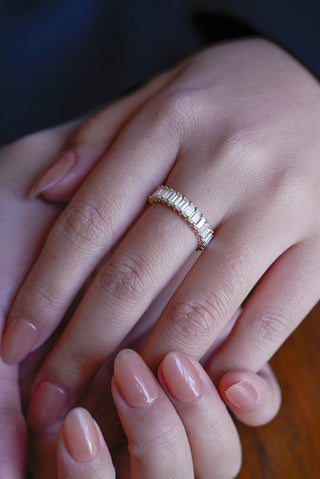 2.0 TCW Emerald Cut Full Eternity Moissanite Diamond Wedding Band