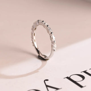 0.40 TCW Marquise Prong Set Half Eternity Moissanite Diamond Wedding Band