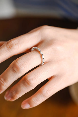 0.40 TCW Marquise Prong Set Half Eternity Moissanite Diamond Wedding Band