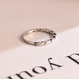 0.40 TCW Marquise Prong Set Half Eternity Moissanite Diamond Wedding Band