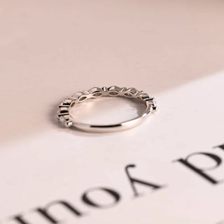 0.40 TCW Marquise Prong Set Half Eternity Moissanite Diamond Wedding Band