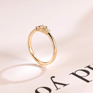 0.25 TCW Round Cut Three Stone Moissanite Diamond Wedding Band