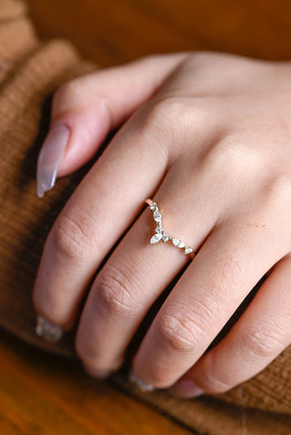 0.20TCW Marquise & Round Chevron Moissanite Diamond Wedding Band