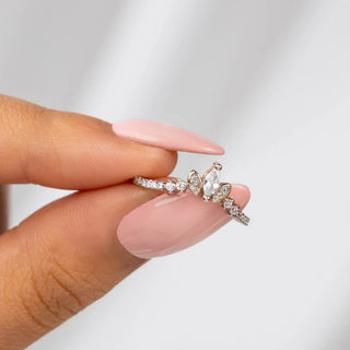 0.45 TCW Round & Marquise Crown Moissanite Diamond Wedding Band