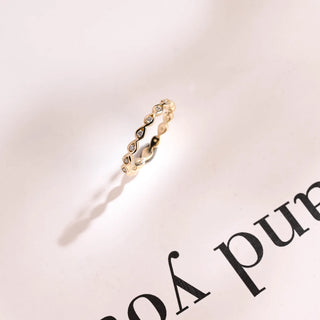 0.12TCW Round Cut Marquise Shape Eternity Moissanite Diamond Wedding Band