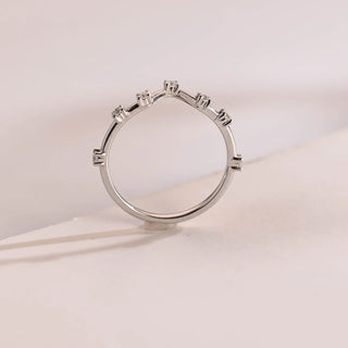 0.10 TCW Round Cut V Shape Petite Moissanite Diamond Wedding Band