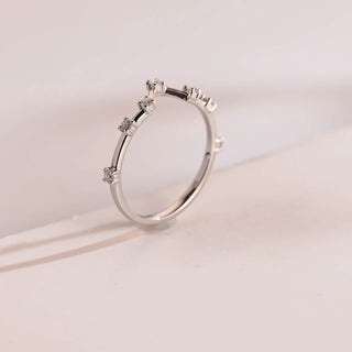 0.10 TCW Round Cut V Shape Petite Moissanite Diamond Wedding Band
