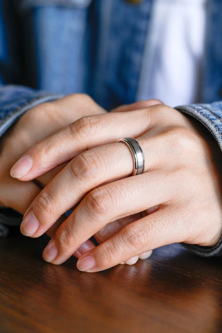 Unique Minimalist Satin Fishished Wedding Band For Men's