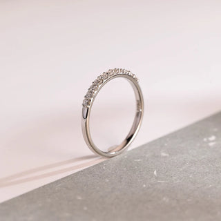0.15 TCW Round Cut Half Pave Moissanite Diamond Wedding Band