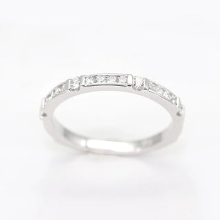 0.43 TCW Round Cut Vintage Half Eternity Moissanite Diamond Wedding Band