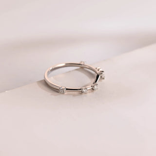0.10 TCW Round Cut V Shape Petite Moissanite Diamond Wedding Band