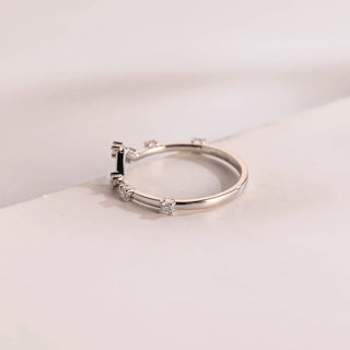 0.10 TCW Round Cut V Shape Petite Moissanite Diamond Wedding Band