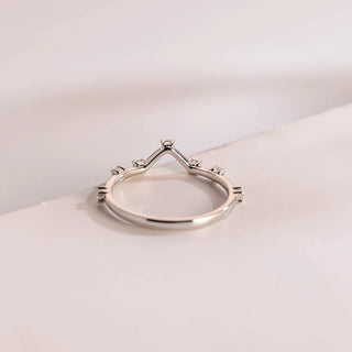 0.10 TCW Round Cut V Shape Petite Moissanite Diamond Wedding Band