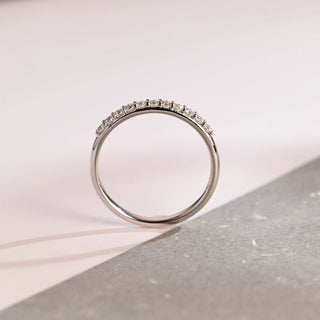 0.15 TCW Round Cut Half Pave Moissanite Diamond Wedding Band