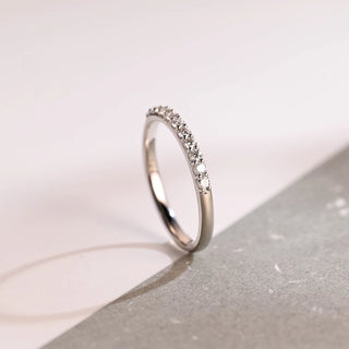 0.15 TCW Round Cut Half Pave Moissanite Diamond Wedding Band