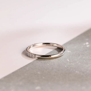 0.15 TCW Round Cut Half Pave Moissanite Diamond Wedding Band